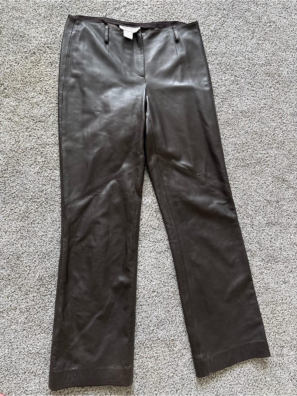 Vintage Real Leather Boot Cut Pants in Dark Brown